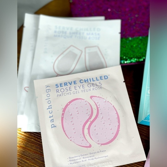 Face Sheet Masks and Eye Gels with pink/green glitter bag - by Patchology - Picture 5 of 7